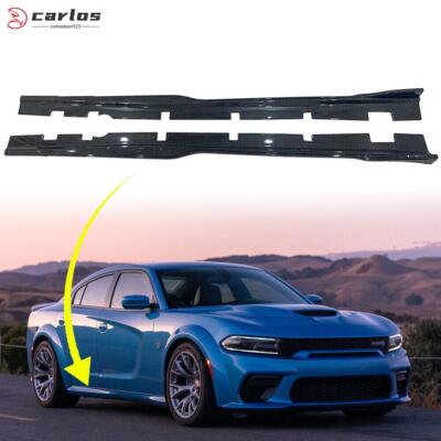 For 15-23 Dodge Charger SRT 392 Side Skirts Carbon Fiber Look Hellcat Widebody