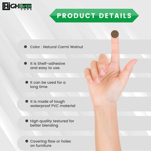Self Adhesive Screw Hole Cover Caps, Oak Style, 700 Pieces/5 Sheets, 12mm - Picture 278 of 316