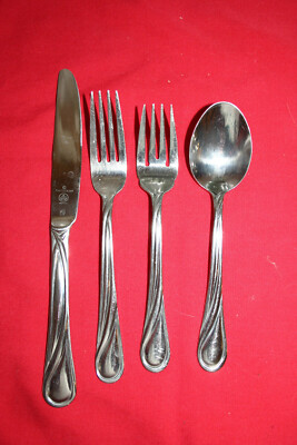 #ad Pfaltzgraff GLENNBROOK Stainless Swirl Glossy Silverware CHOICE Flatware EUC $19.89