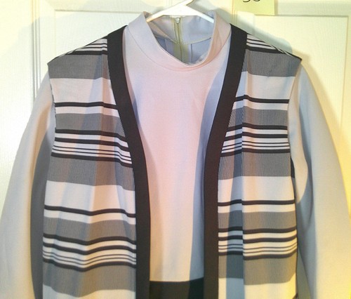 Vintage 60s Jonathan Logan Belted Long Sleeve Striped Dress Tunic Vest Polyester - 第 4/17 張圖片