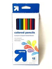 Open Box 12 Colored Pencils Up & Up (Target) Pre-Sharpened (Compare To Crayola)