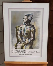 Seated Harlequin Picasso Musee D'Art Vintage Paris Gallery Exhibition Poster