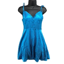 Zara Mini Sundress Womens XS Blue Jacquard Cheetah Print Edgy Spring Fairy 