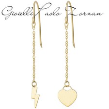 Orecchini Amen cuore e fulmine in oro 9 Kt AU9ORCFG1