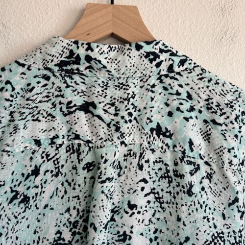 Chico's Shirt Damen 3 blau Animal Print bügelfrei 100% Leinen Button Down Tunika - Bild 7 von 9