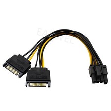 Dual SATA to PCI-E Power Cable 15Pin SATA to 8 pin / 6 pin Video Card Power Wire