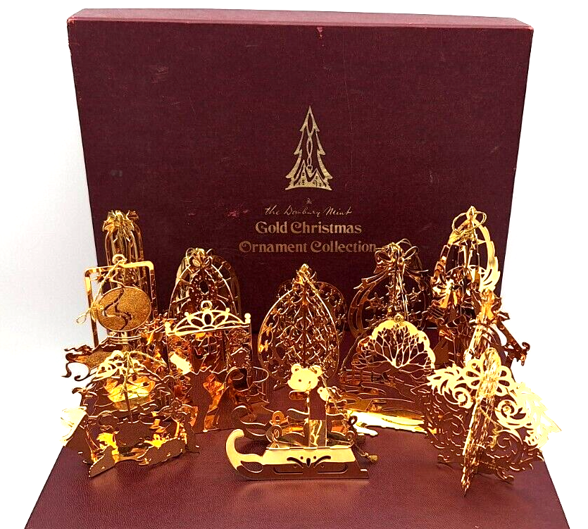 Vtg 1984 The Danbury Mint Gold Christmas Ornament Collection