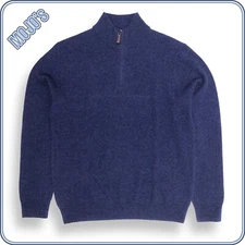 Christian Lacroix Men M Quarter Zip 2-Ply Cashmere Sweater Navy Blue MSRP $198