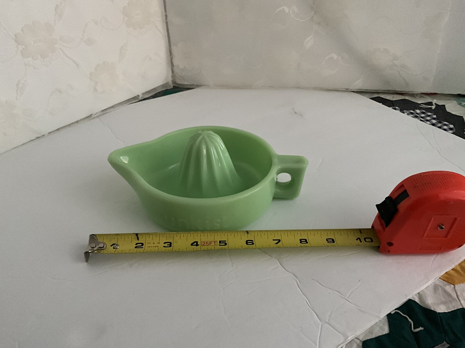 Vintage Sunkist Green Jadeite Glass Juicer Reamer Uranium Jadite USA Made