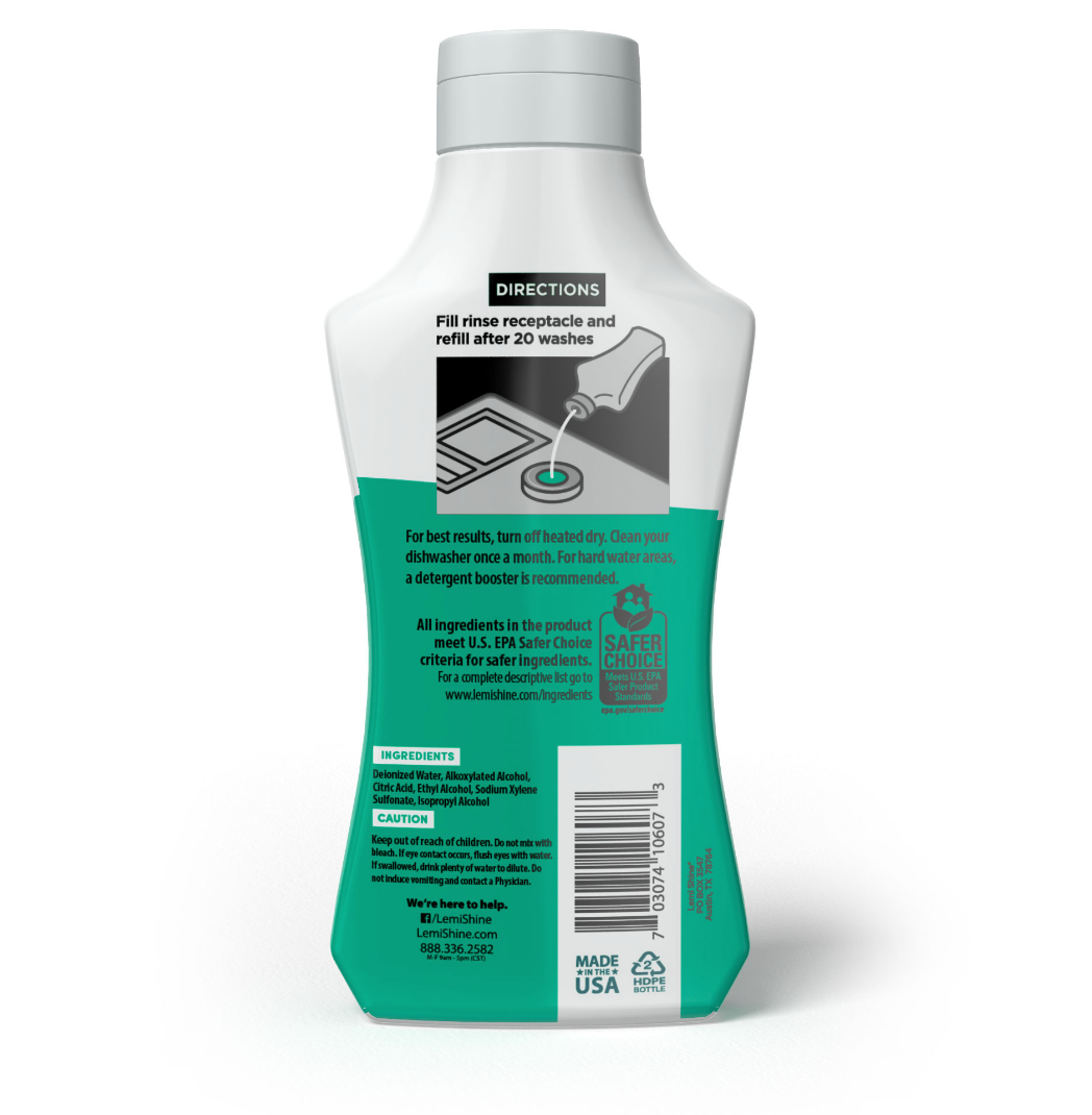 Lemi Shine & Dry Rinse Natural Citric Extracts Formula Dishwasher Aid 3