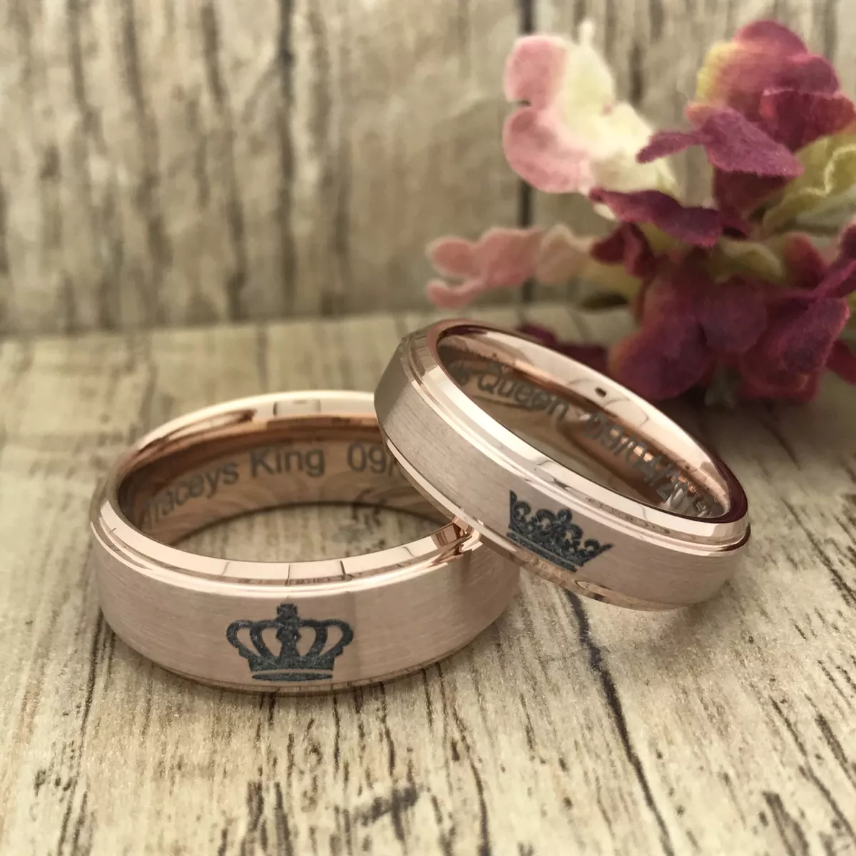 King and Queen Rings, King & Queen Rings, King Queen Wedding Rings, King  Queen Wedding Bands, King Ring, Queen Ring, Matching Ring Set, 2 Piece  Couple Set Silver Tungsten Rings, King &