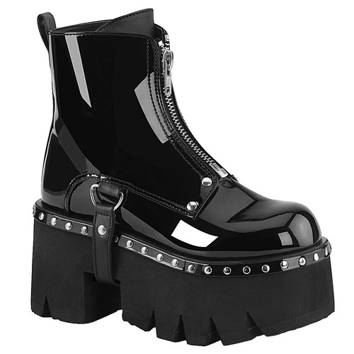 Patent Camel 203 Black Demonia Camel-203 Chunky Heel Goth Punk Black Patent Platform Boots –  OtherWorld Shoes