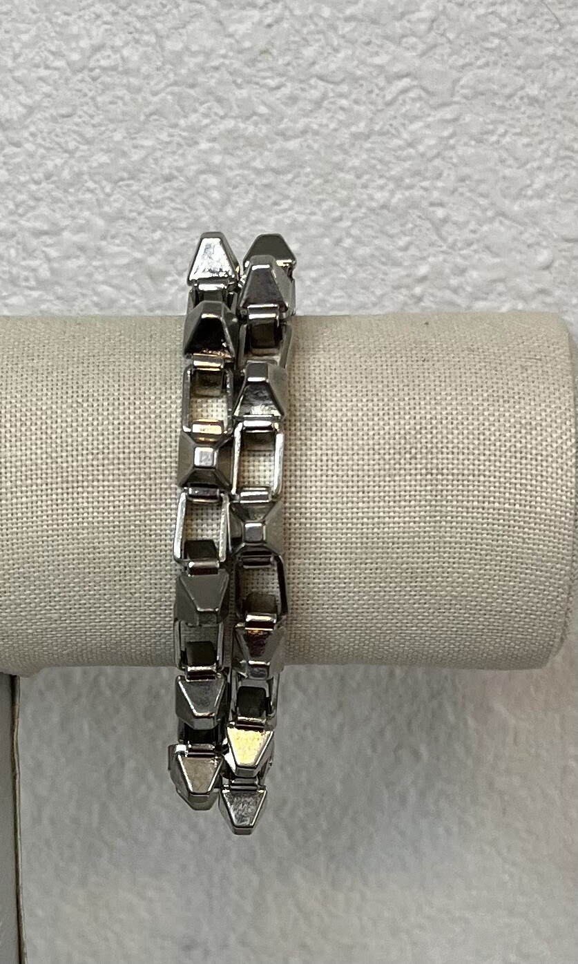 BCBGeneration Silvertone Spike/Chain Square Tip  … - image 1