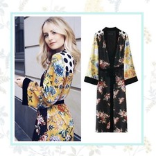 MIXED KIMONO ROBE DUSTER MIDI LONG FLOWER POLKA DOT FLORAL SLEEVE BOHO CHIC