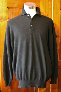 Dettagli Su Maglione Ballantine Collo A V Cashmere 100 Colore Nero Canna Di Fucile Tagli