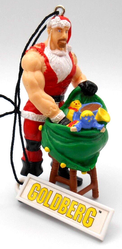 Vintage Wrestling Goldberg Santa Claus Christmas Ornament Figure 1999 WCW 3" euc