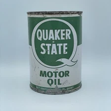Vintage Quaker State HD Oil 1 Quart Motor Oil Tin Can Advertising Empty Punched