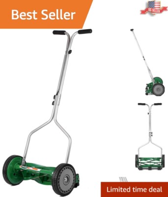 Eco Friendly Push Reel Lawn Mower 14-Inch Cutting Width, Adjustable  Height