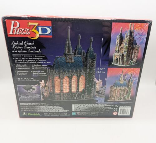 Puzz3D Lighted Church Puzzle New Wrebbit Lights Up! 327 Pieces, 2005 Sealed - Picture 2 of 2