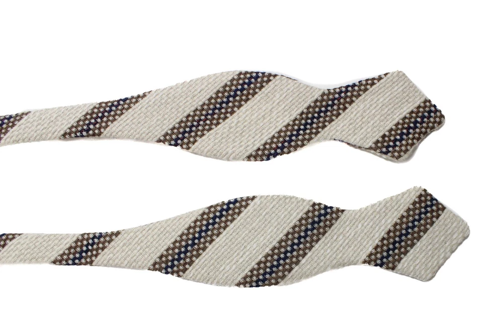 SUITSUPPLY Stripe L. Brown Bow Tie Men's ONE SIZE Linen Blend Adjustable Tied - Image 2 of 4