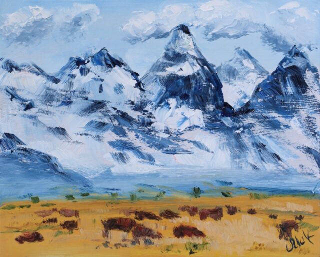 Grand Teton Oil Painting Buffalo Original Art Yellowstone Wall Art Bison Artwork Grand Teton Oil Painting Buffalo Original Art Yellowstone Wall Art Bison Artwork