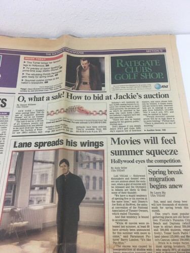 USA TODAY Life 8 de marzo de 1996 Jackie Kennedy Onassis Subasta Entretenimiento Sec D - Imagen 4 de 11