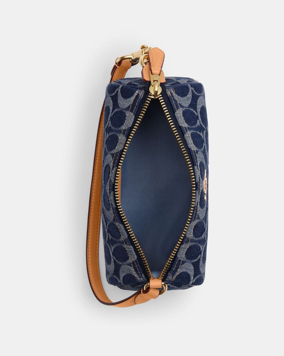 【COACH】チェリーチャーム付き☆ノリータ バレルバッグ CZ459 COACH コーチ バッグ デニム レザー シグネチャー 筒型 チェリー