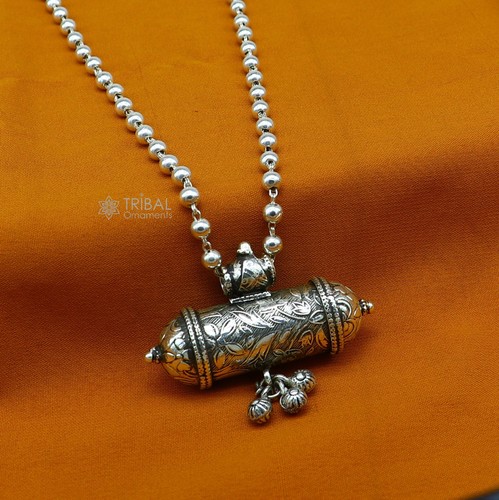 925 Sterling silver handmade cultural tribal pendant with silver beaded set655 - Picture 2 of 5