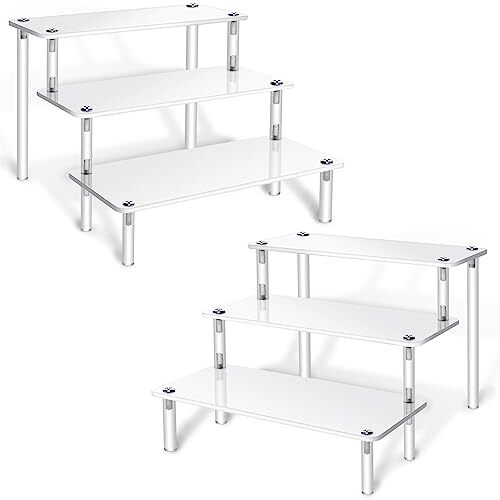 2 Set Acrylic Riser Display Stand Shelf Clear 3 Tier Display Shelves