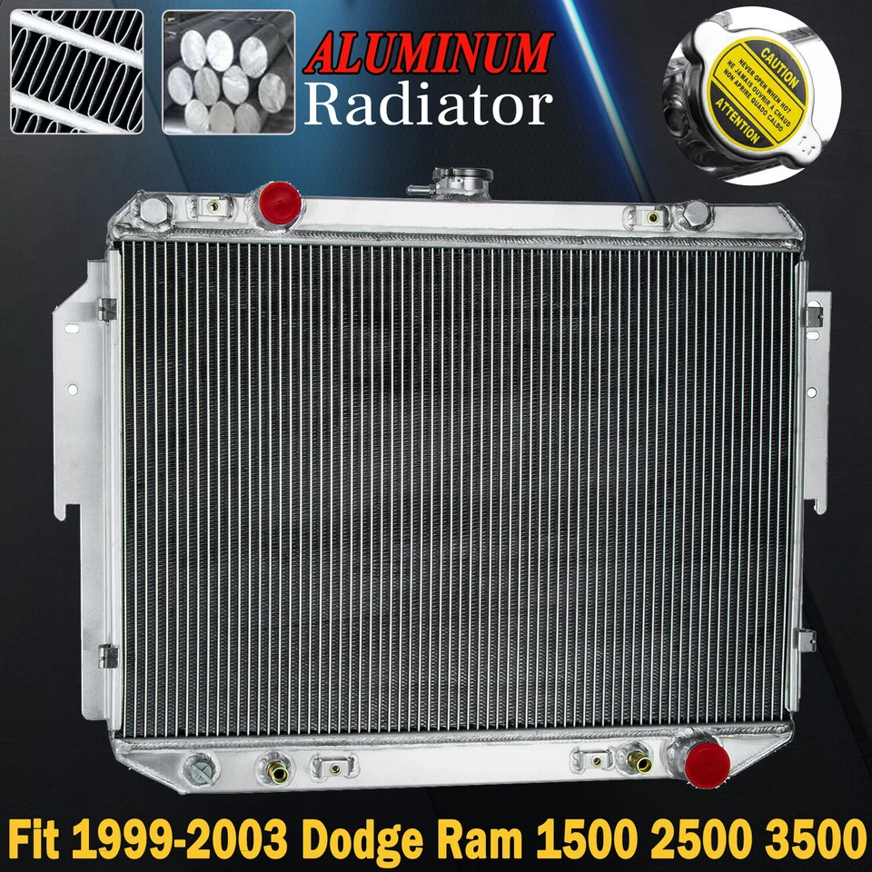 3 Row Aluminum Radiator fit 1999-2003 2000 Dodge Ram 1500 2500 3500 Van 3.9/5.9L Foto 2 de 4