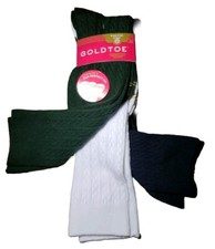 3 Pair GoldToe EZ Match Knee High Girls Socks Kids 9-1.5 Medium Blue White Green