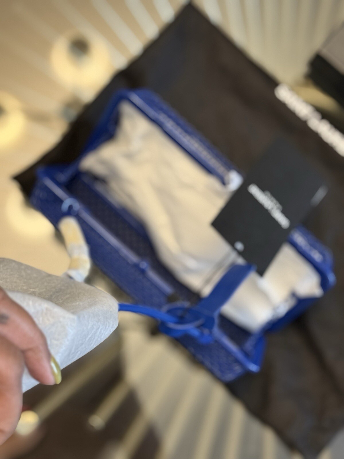 Borsa a tracolla Saint Laurent Minaudiere Cage Blu Majorelle