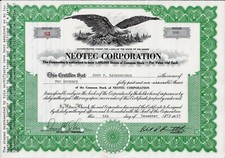 Neotec Corporation, Delaware, 1967  (200 Shares) - Adler-Vignette