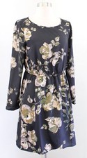 NWT J Crew Factory Black Watercolor Floral Print Tulip Hem Dress Size 4 Casual