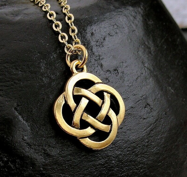 Gold Celtic Knot Necklace Irish Symbol Pendant Frienship Faith