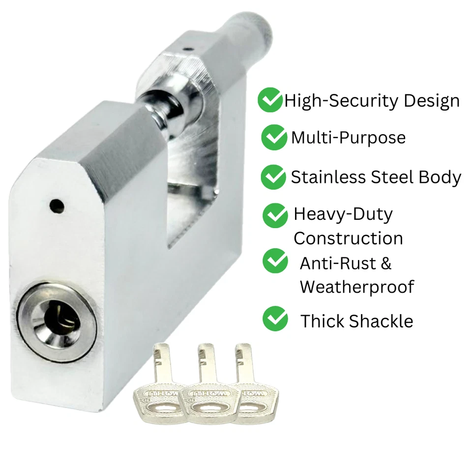 HEAVY DUTY ANTI RUST SHUTTER PADLOCK 50mm-94mm HIGH SECURITY SHACKLE LOCK 3 KEYS - Image 3 of 4