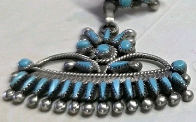 Handmade Native American US V. S. Johnson Turquoise Silver Earrings