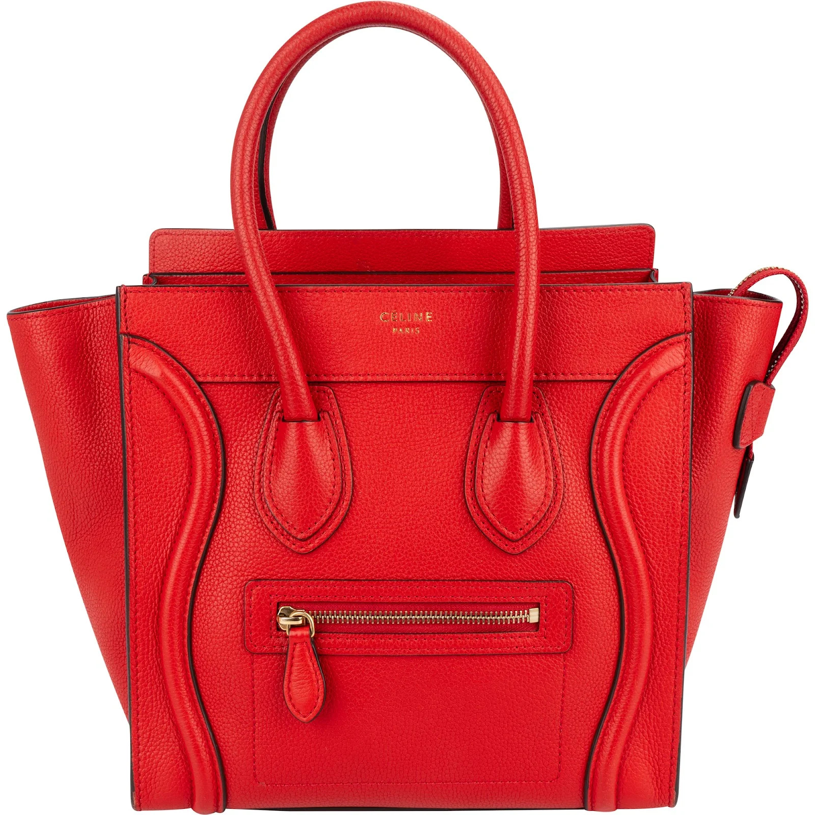 Celine Drummed Calfskin Nano Luggage Tote Handbag Bag