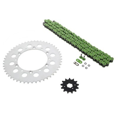 Kawasaki 1995-06 KDX200 / 97-05 KDX220 Green O Ring Chain & Sprocket 13/51 112L