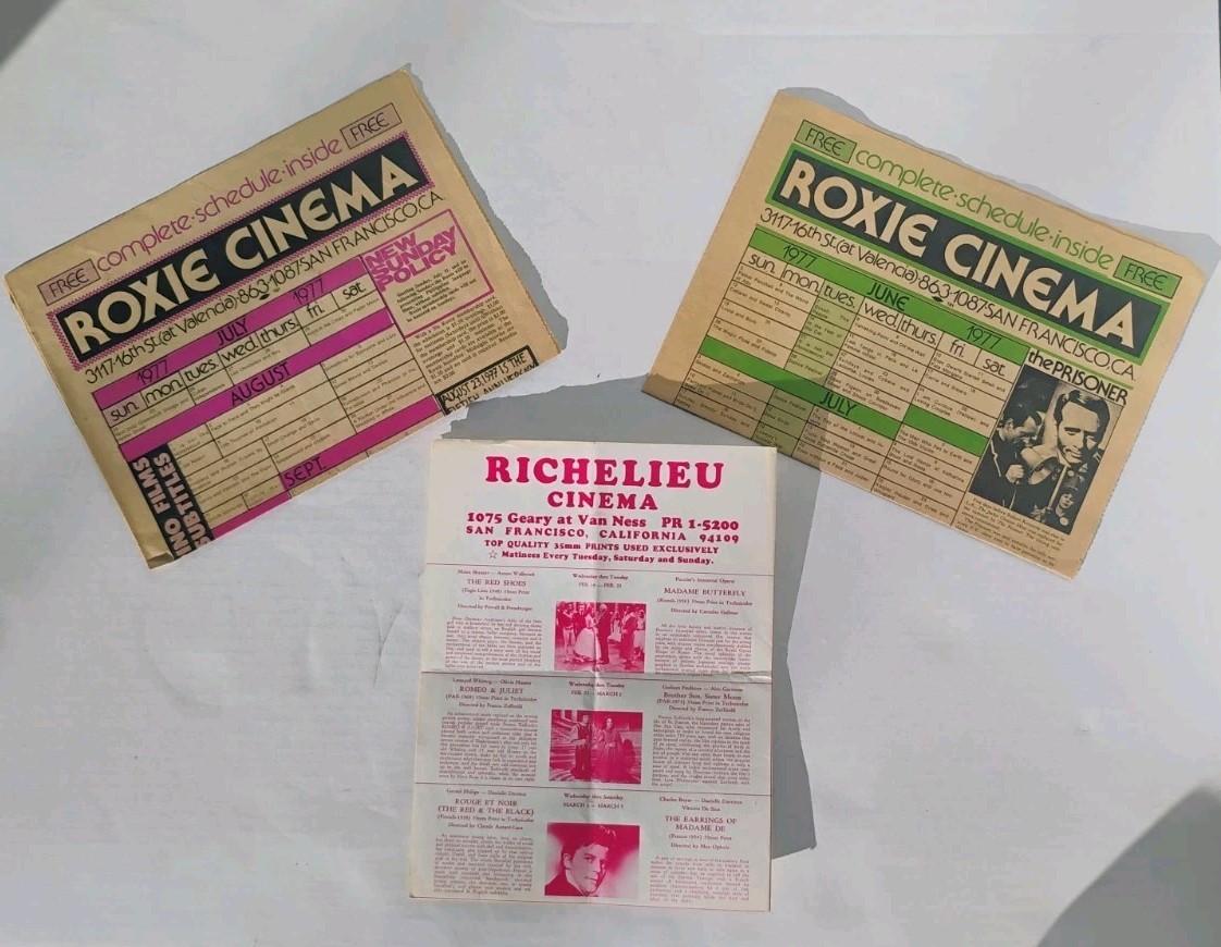 Lot Of Vintage San Francisco Movie Theater Calendars Schedules Roxie 1977
