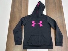 Under Armour Youth Size M Black ColdGear Hoodie Sweatshirt Pockets Drawstring