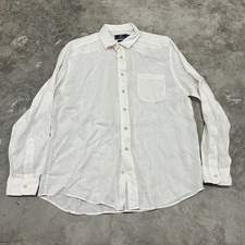 Vineyard Vines Mens Linen Button Down Shirt Large Beachy Coastal Lagom White