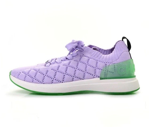 CHANEL⚡️Women's size 36 "G35549" 2022 Quilt knit lilac purple sneakers (US 6)