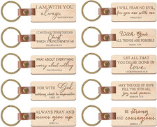 10 Pcs Wooden Christian Keychain Inspiring Bible Verse Gifts
