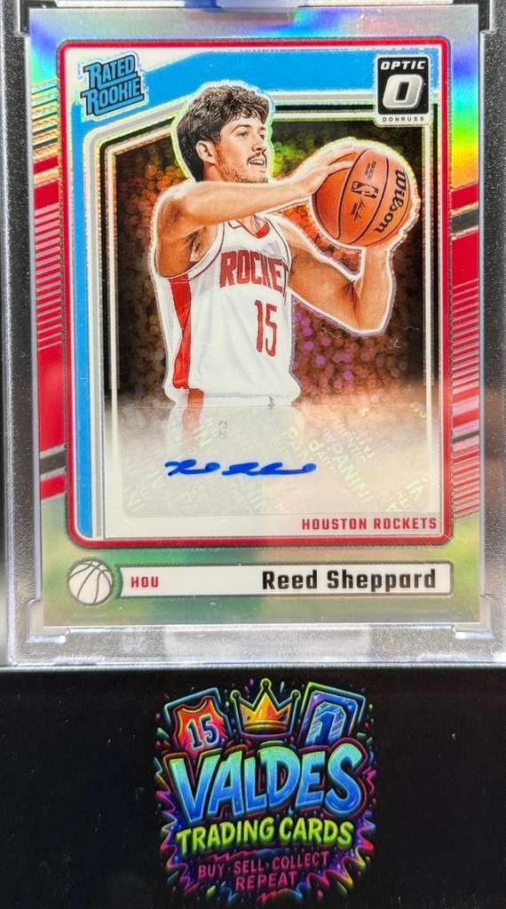2024-25 Donruss Optic Reed Sheppard Rated Rookie Holo RC Auto #302 Rockets