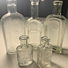 5 x Apothecary Bottles Inc Vintage Woodward Chemist - Clear Glass Medicine (14)