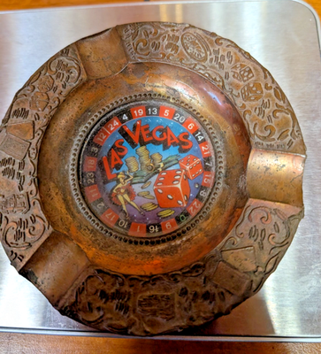#ad Las Vegas souvenir Roulette Wheel Ashtray 5quot; WORKING Karol Western Corp. 1978 $20.00