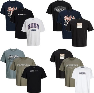 Jack Jones T-Shirt Herren ** 3er Pack ** Tee Marken Rundhals Männer Shirt Party