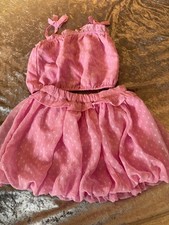 River Island girls 2 piece outfit pink polka dot top and skirt age 3-4 years