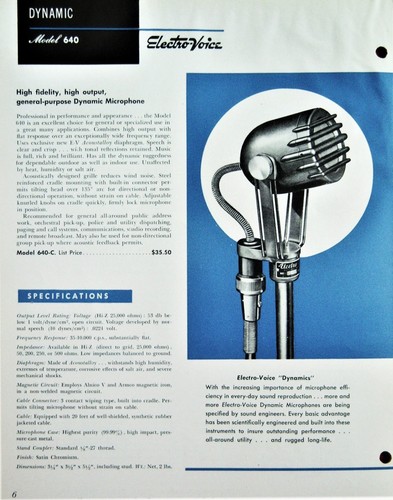 Vintage RARE 1940's Electro Voice 640C dynamic microphone old w E.V 423A stand - Picture 2 of 18
